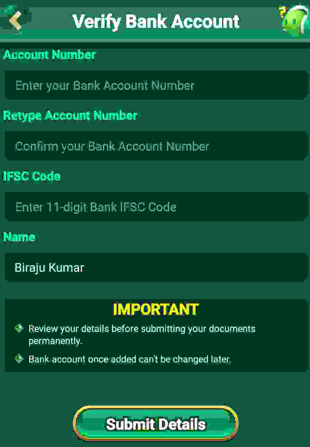 Withdrawal from screnshort